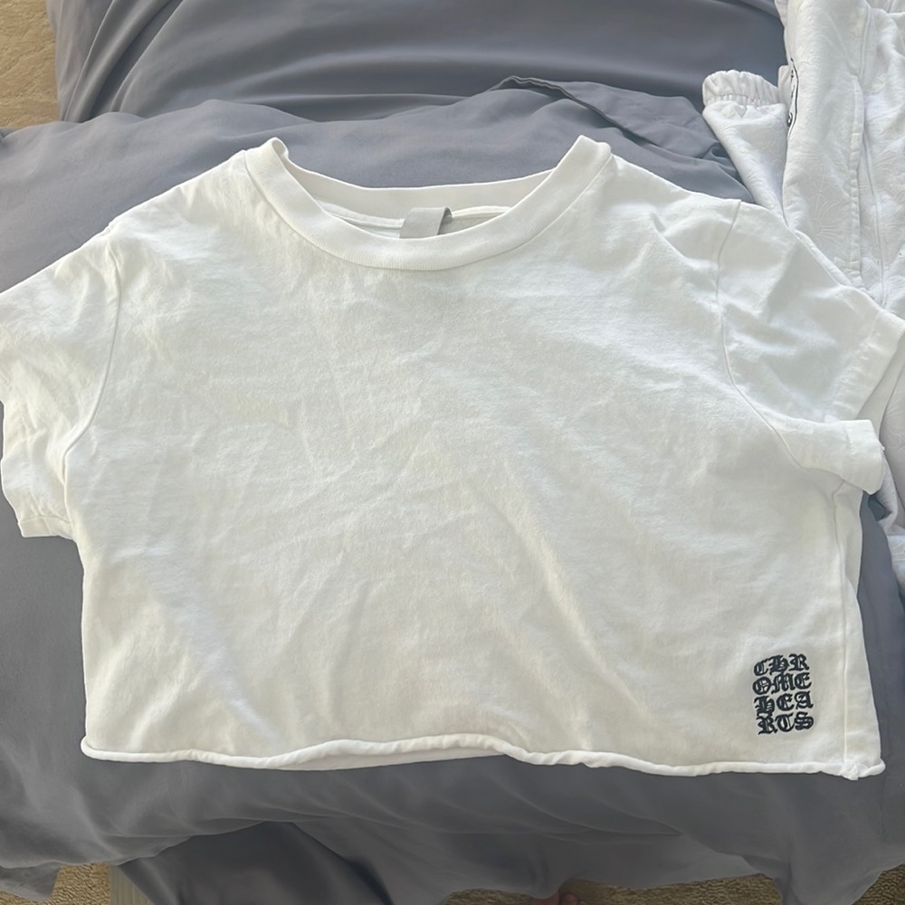 Chrome hearts white crop top!
